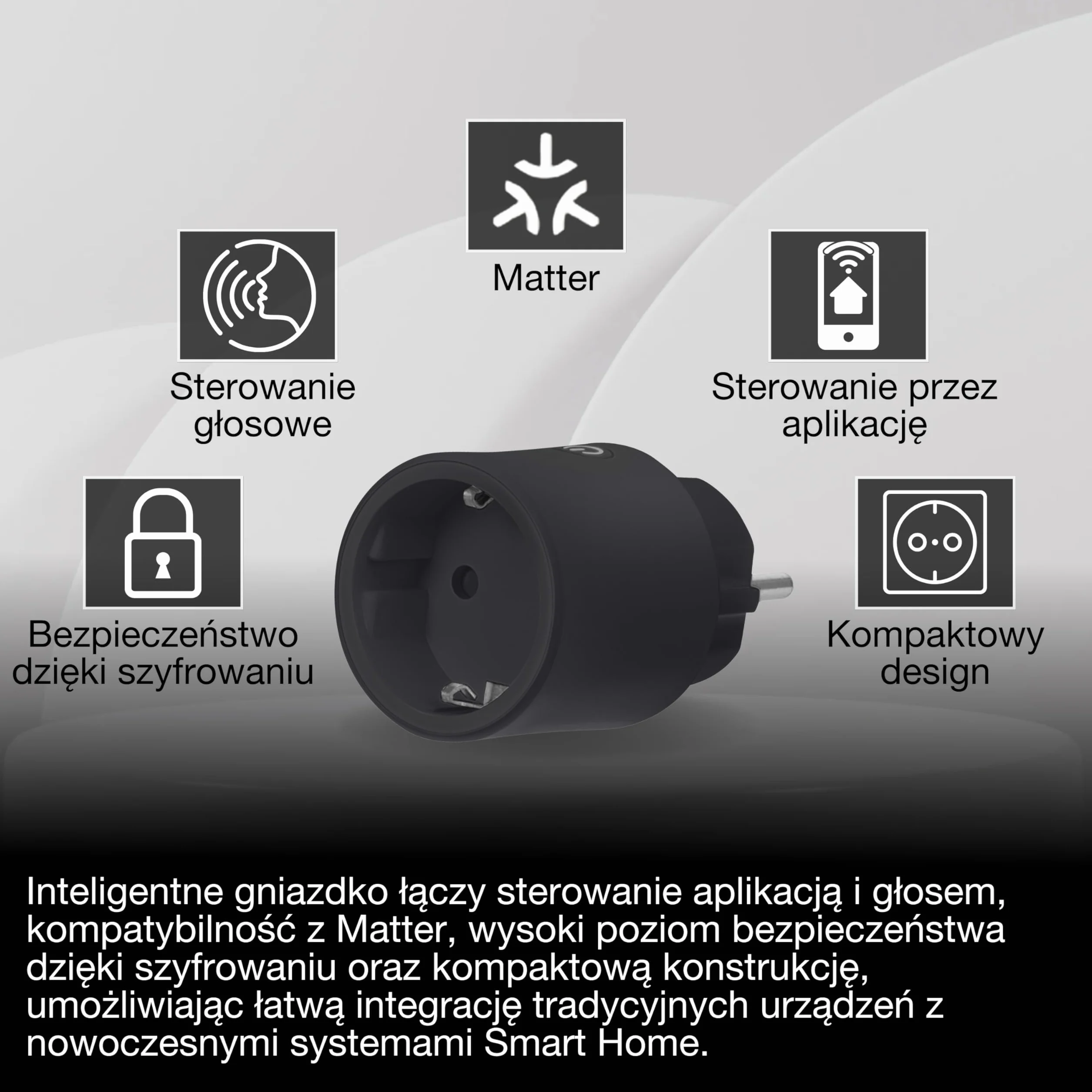 OSRAM SMART+ MATTER EU Gniazdo Czarny Inteligentne Gniazdo WiFi Smart Home