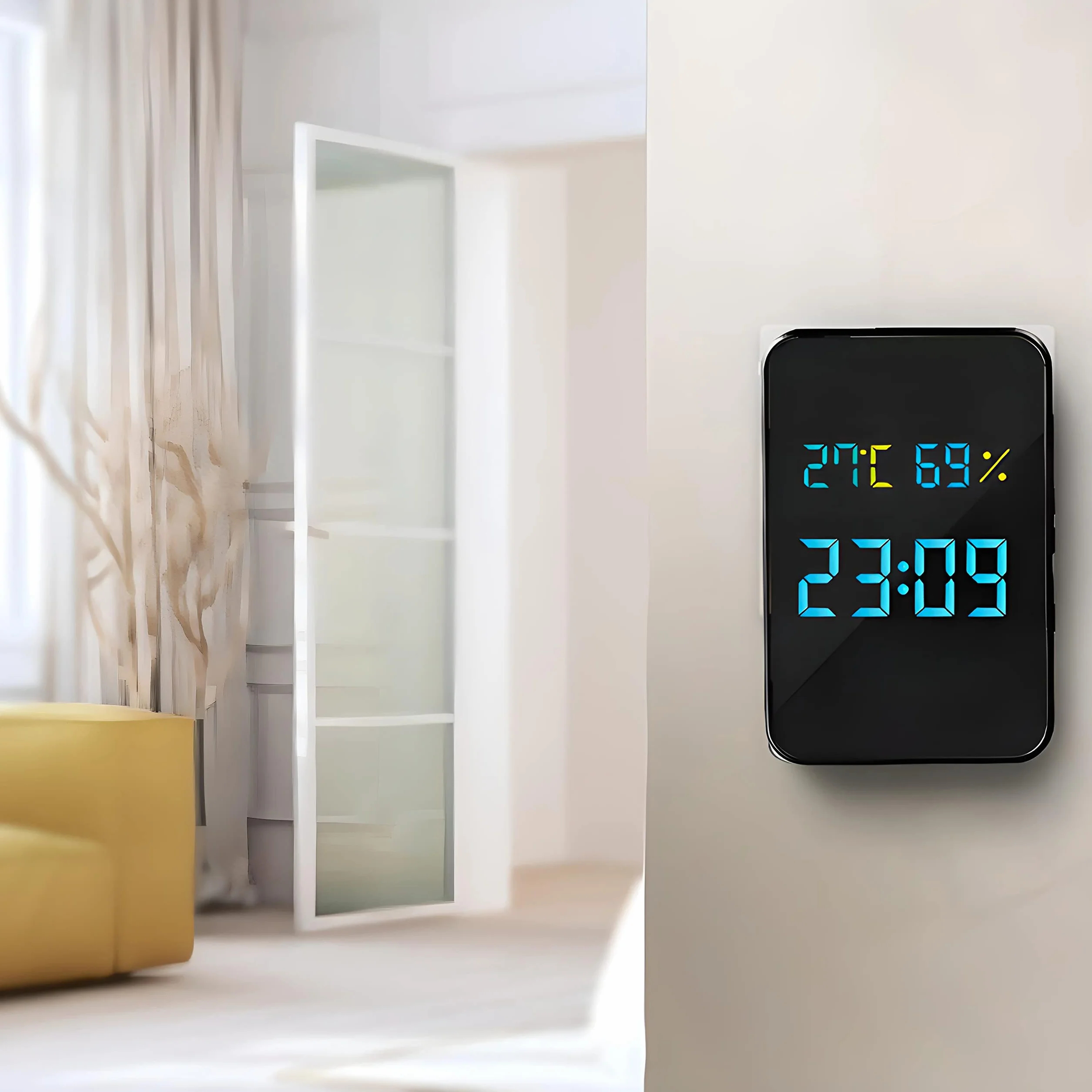 Retoo Bezprzewodowy Dzwonek do Drzwi IP44 4w1 Termometr Higrometr Zegar Wodoodporny Zewnętrzny