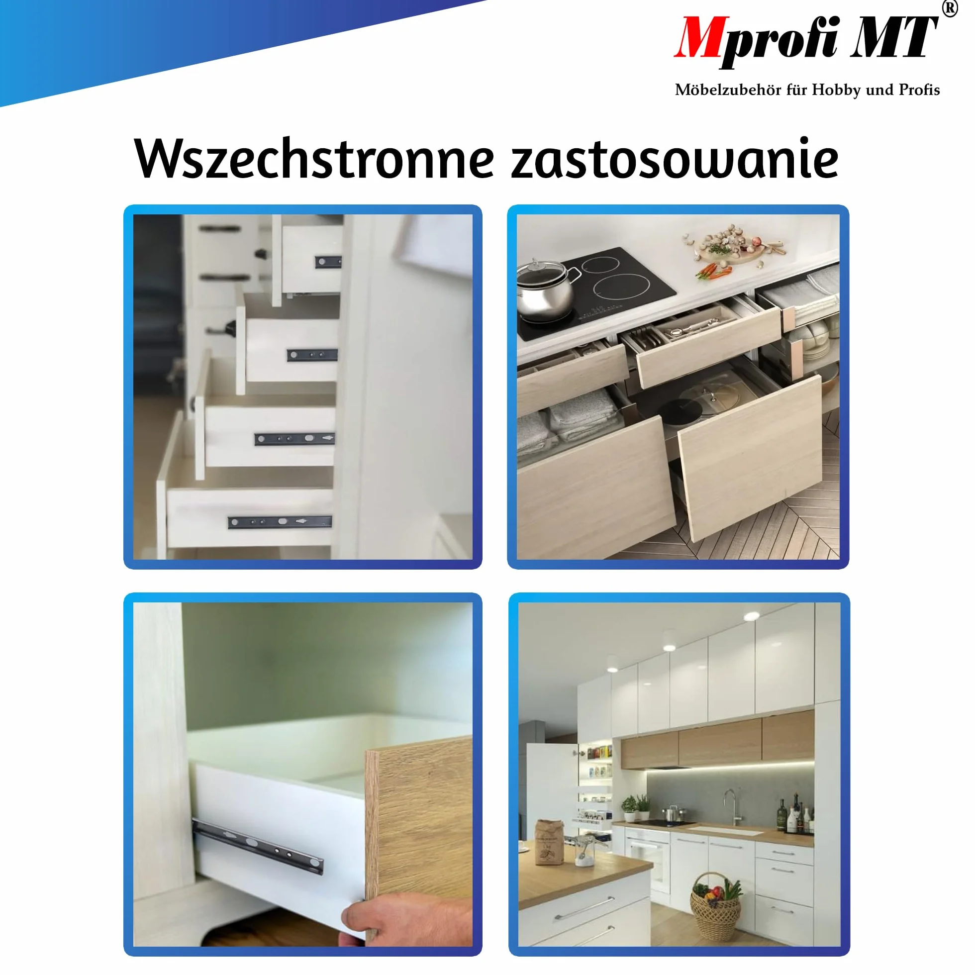 Mprofi MT® Prowadnica Kulkowa Częściowo Wysuwana H: 17 L: 310mm 2 Sztuki