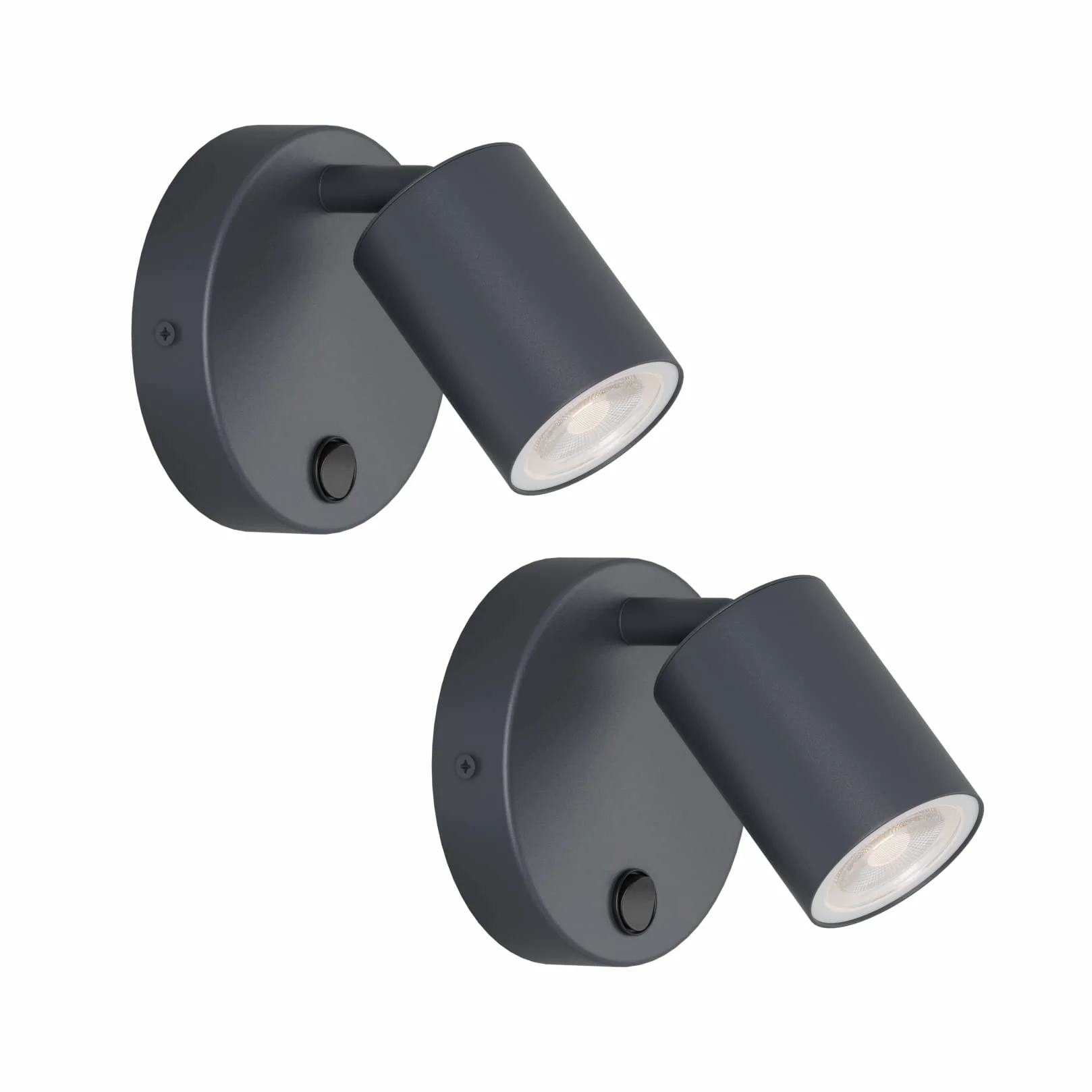 Kligthten Lampa Ścienna LED GU10 Antracytowa Obrotowa 350° z Przyciskiem Aluminiowa Nowoczesna