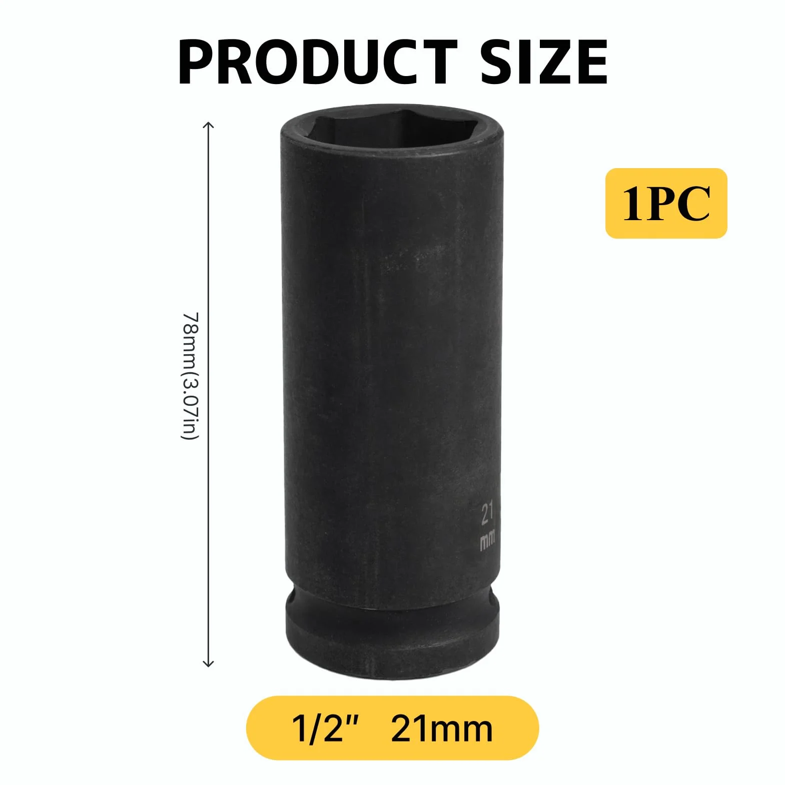 Nasadka długa sześciokątna 1/2" 21 mm CR-MO stal chromowo-molibdenowa 78 mm