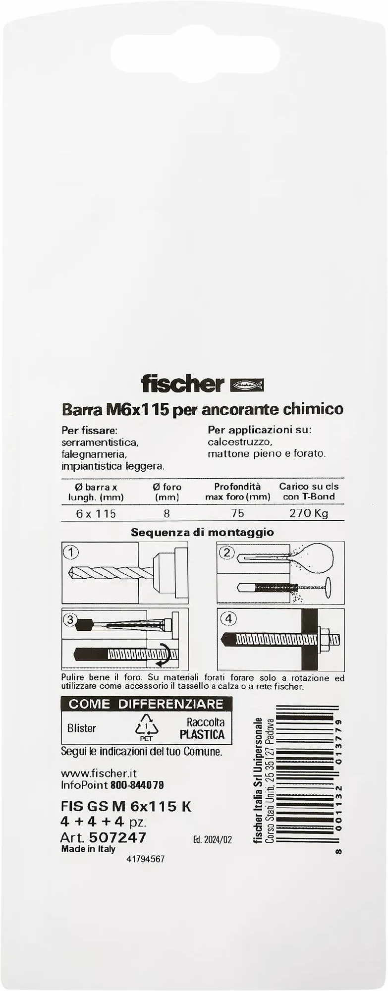 FISCHER pręt gwintowany Fis Gs M 6 x 110 K