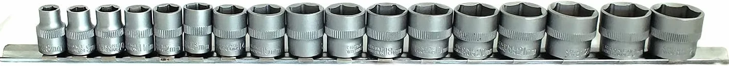 3/8" 12-stronne płytki gniazda CRV 17 szt. na szynie