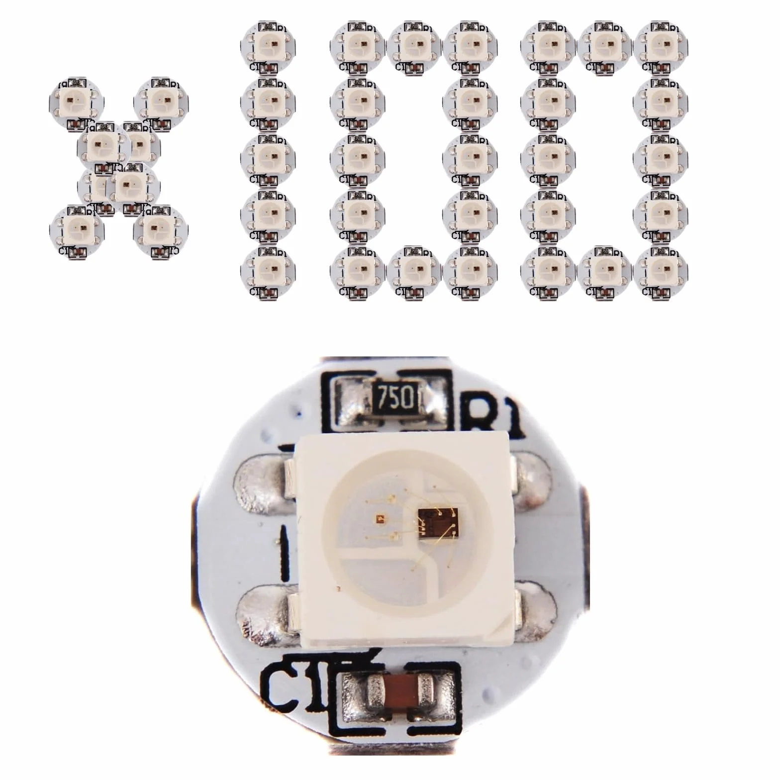 100 szt. WS2812B ECO RGB stop drutów 5050 z radiatorem PCB (10 mm * 3 mm) SMD białe chipy LED