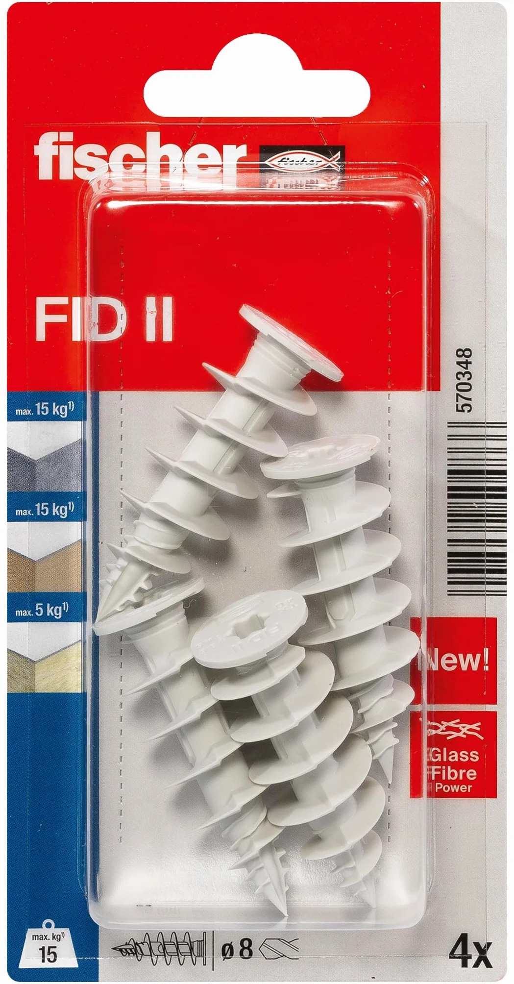 fischer Kołek do izolacji FID II, 4 szt., z tworzywa sztucznego, bez wstępnego wiercenia