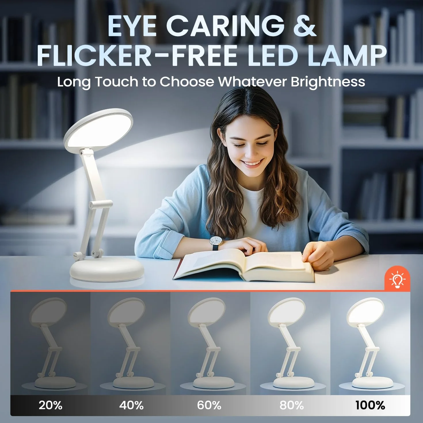 One Fire Lampa do ładowania, 3600 mAh i 120 h, ładowalna lampa stołowa, bezprzewodowa przenośna