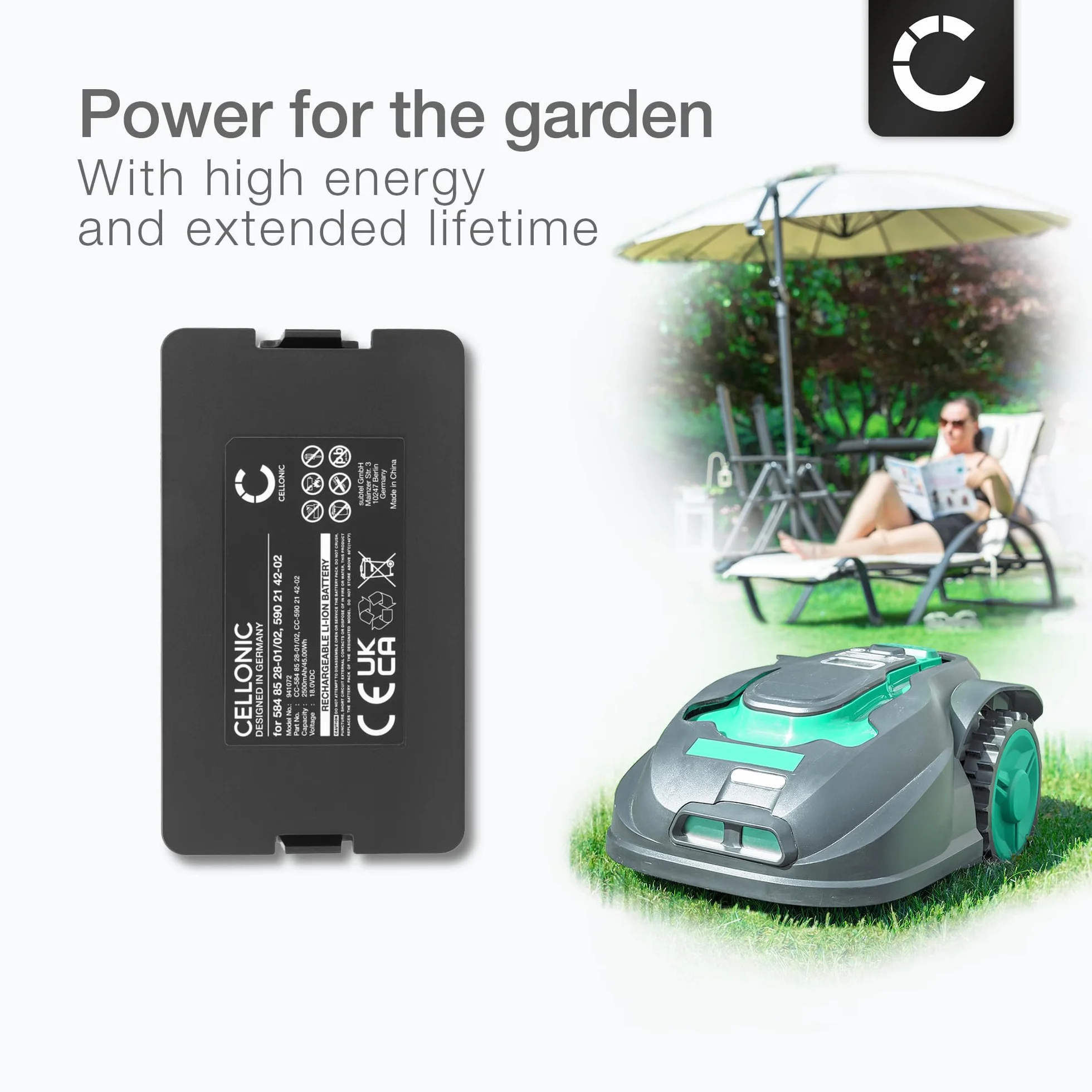 CELLONIC Bateria 18 V 2500 mAh do Husqvarna Automower Gardena Sileno City
