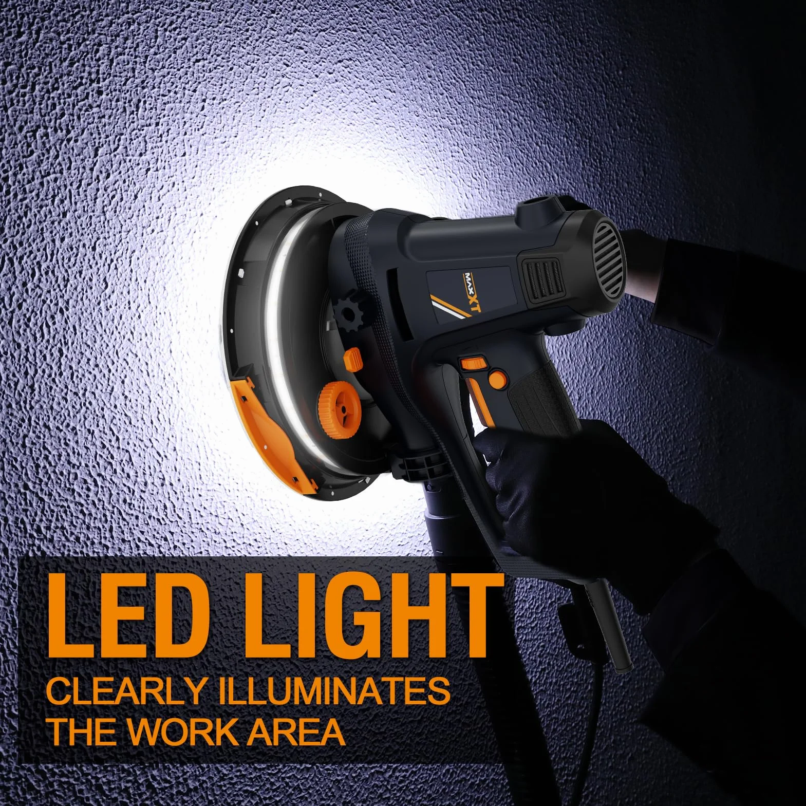 MAXXT Szlifierka ścienna i sufitowa 810 W 1500-2800 obr./min z diodami LED 4M kabel 8 tarcz