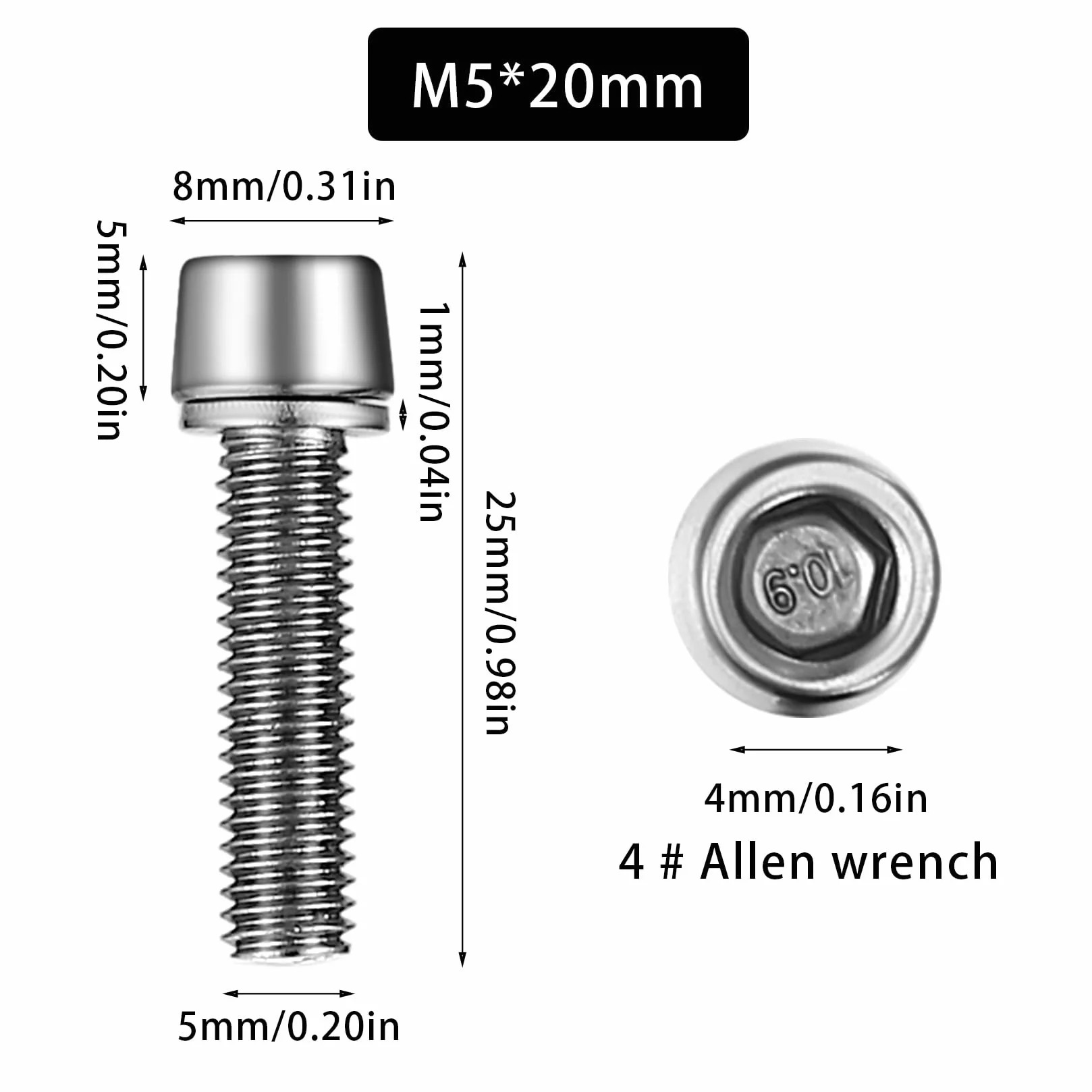 15 x śruby do mostka rowerowego, zestaw śrub do roweru M5 x 20 mm, śruby stożkowe do roweru górskiego, MTB, rowerów wyścigowych, srebrnych