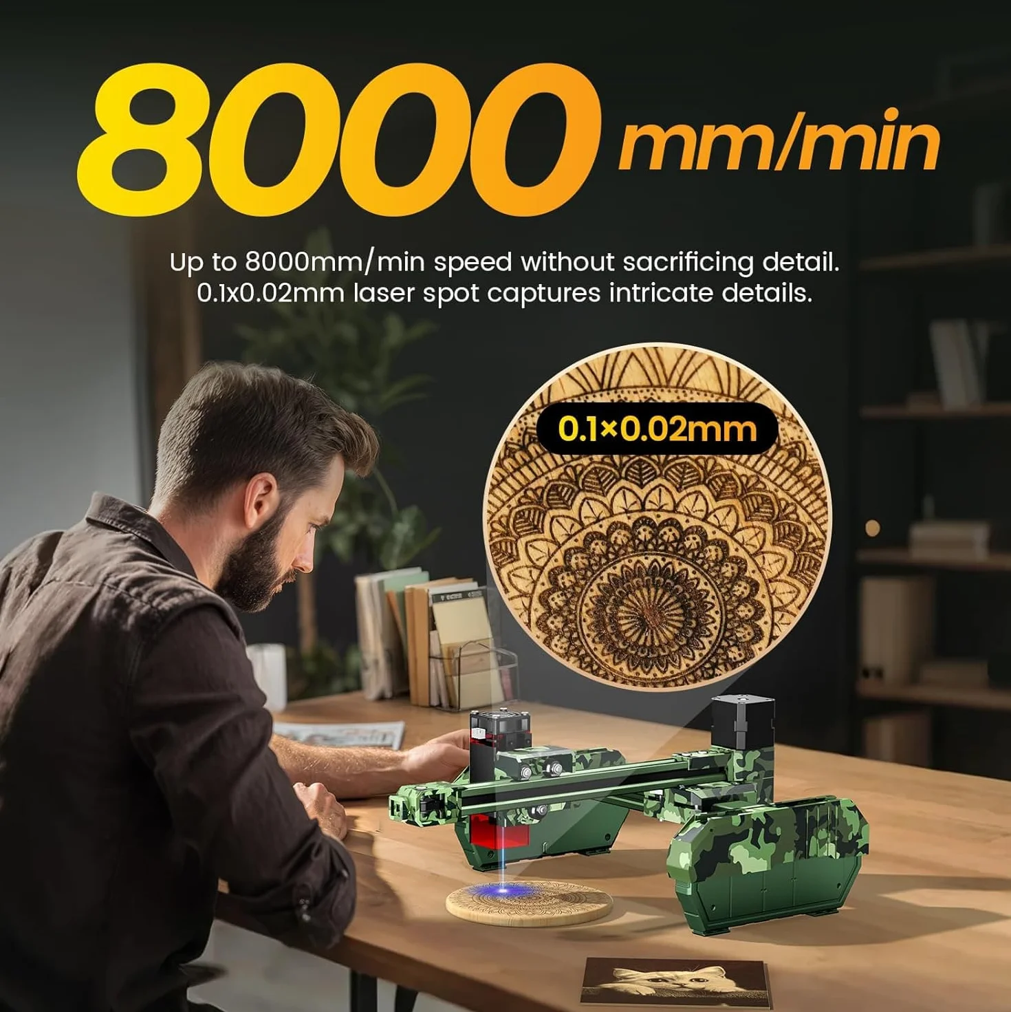 AlgoLaser 6W Mini Laser Engraver 0,02mm precyzja 8000mm/min 15x15cm