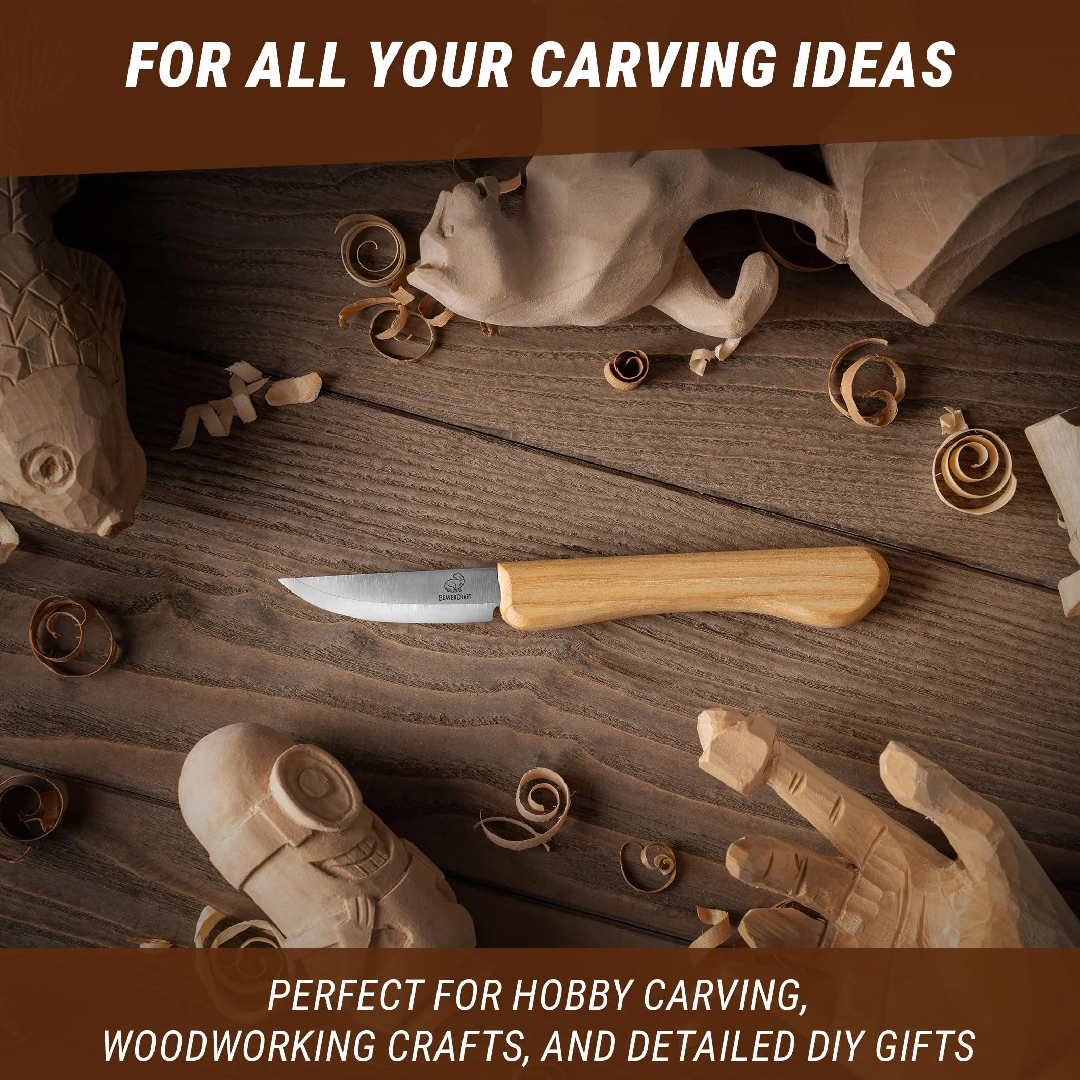 BeaverCraft Carving Fair C1M Mały nóż Sloyd Narzędzia do rzeźbienia w drewnie Ostrze Scandi ze stali węglowej