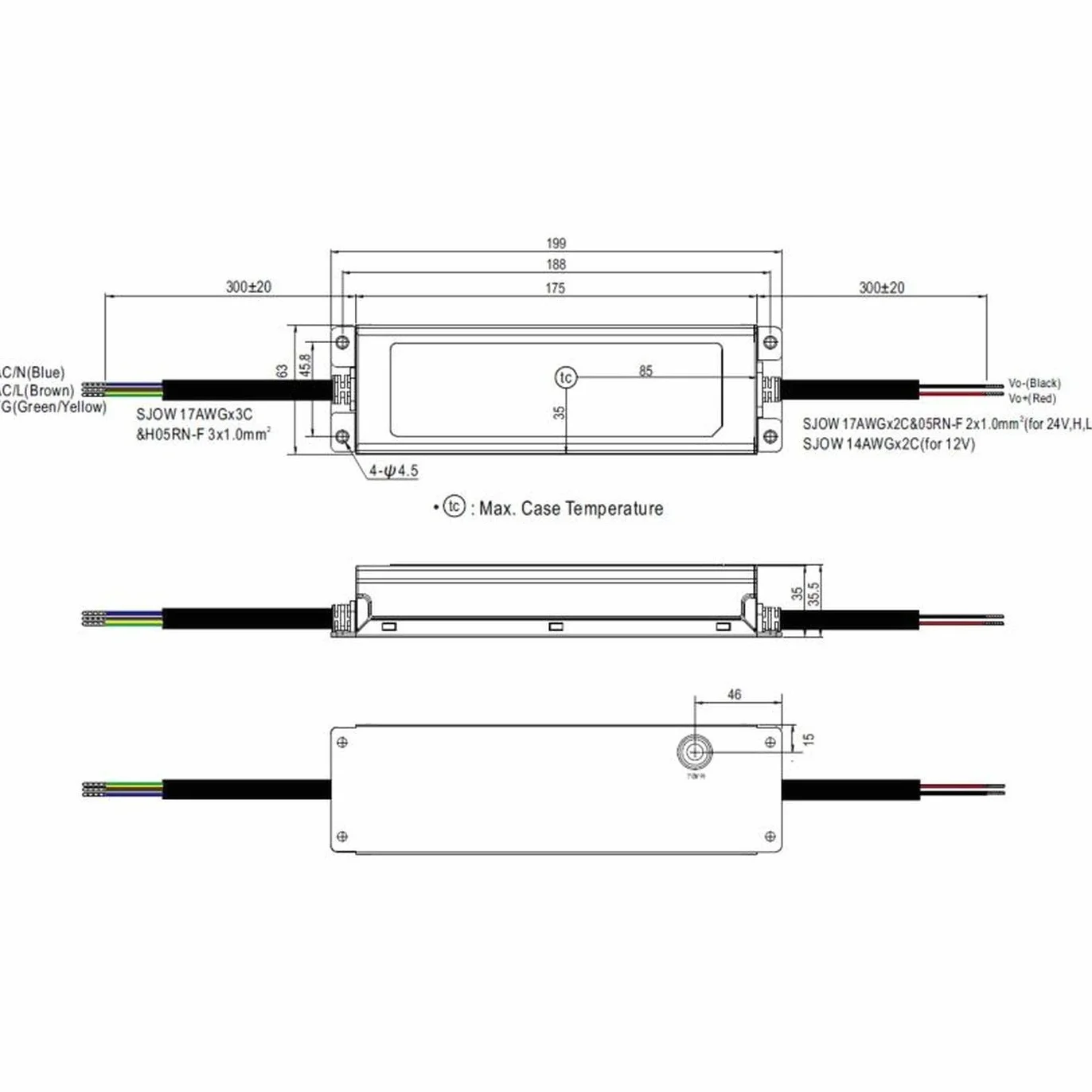 MEAN WELL XLG-200-12-A, AC-DC zasilacz instalacyjny LED, obudowa metalowa, IP67 192 W 12 V 16 A CV + CC
