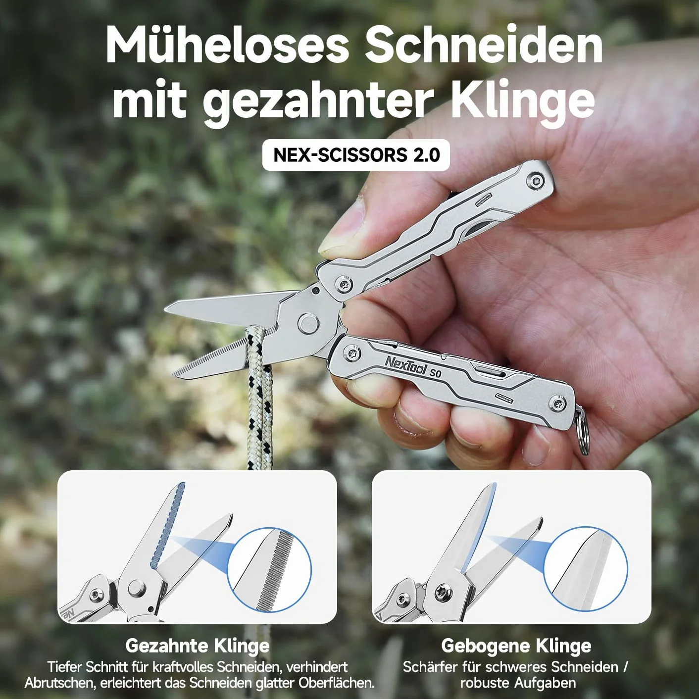 NexTool Wielofunkcyjne mini nożyczki Sailor S0, 8 w 1, mikro narzędzie EDC