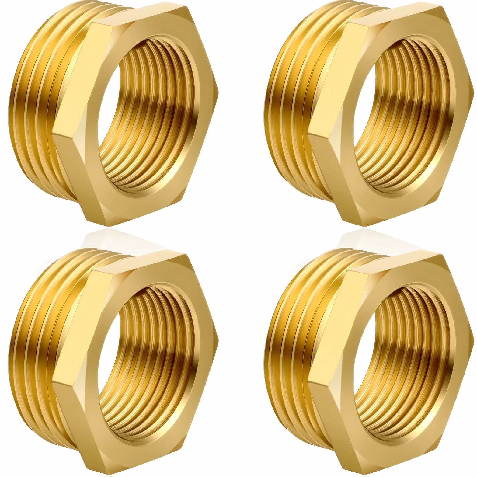 Flintronic 4 sztuki mosiężnych złączek redukcyjnych 1/2 do 3/8 cala, gwint zewnętrzny 20,5 mm do wewnętrznego 15,5 mm