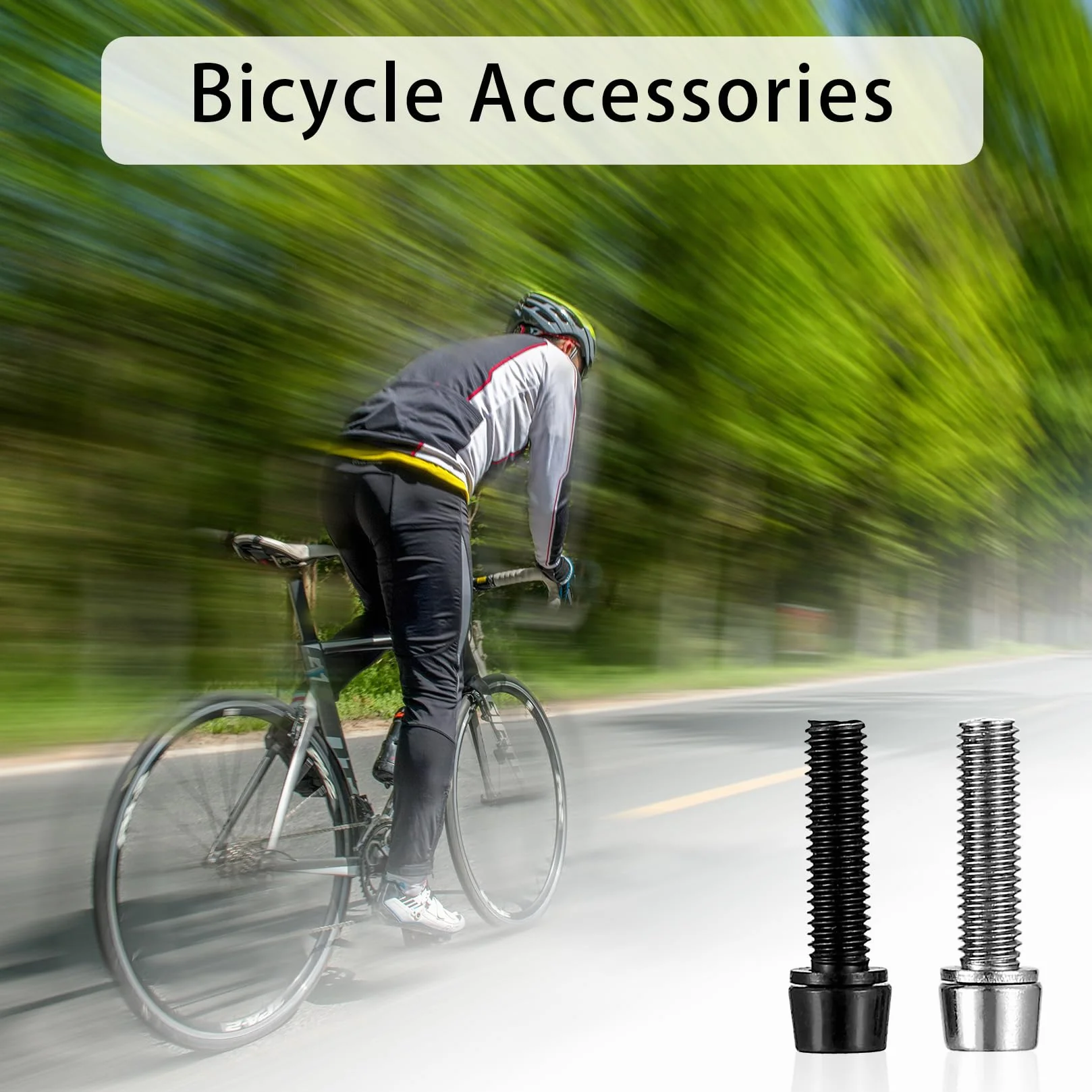 15 x śruby do mostka rowerowego, zestaw śrub do roweru M5 x 20 mm, śruby stożkowe do roweru górskiego, MTB, rowerów wyścigowych, srebrnych