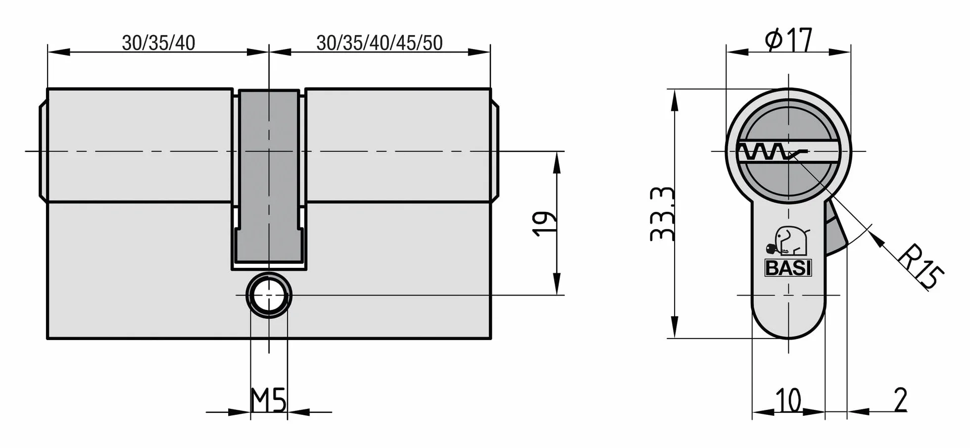 BASI V55 profilowany podwójny cylinder 35/35 mm zamek bębenkowy z 5 kluczami dwustronnymi i kartą kodową ochrona przed wierceniem