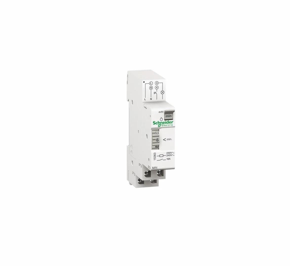 Schneider Electric 15363 elektromechaniczny wyłącznik czasowy na schody MIN 1-7 przełącznik zmierzchowy i przekaźnik czasowy 2 x 7 x 8 cm