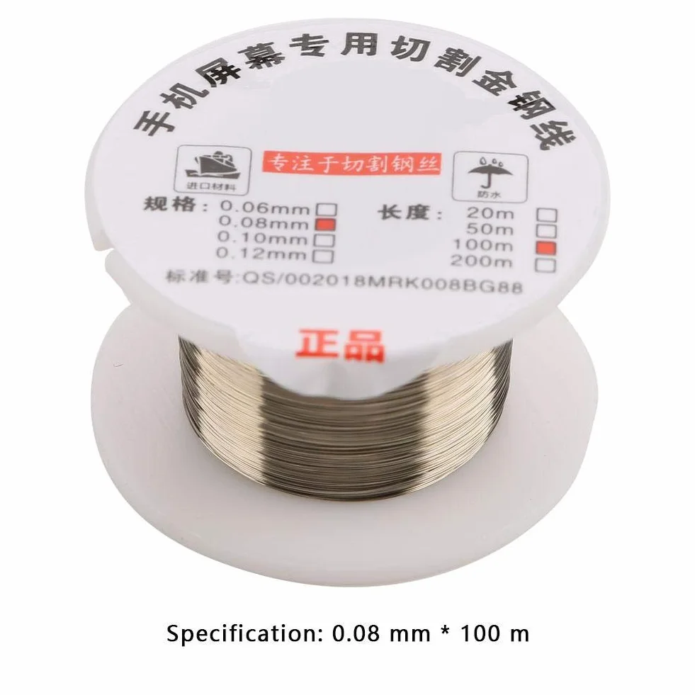 100 m Molibden Linia do cięcia drutu do naprawy separatora ekranu LCD (0,08 mm)