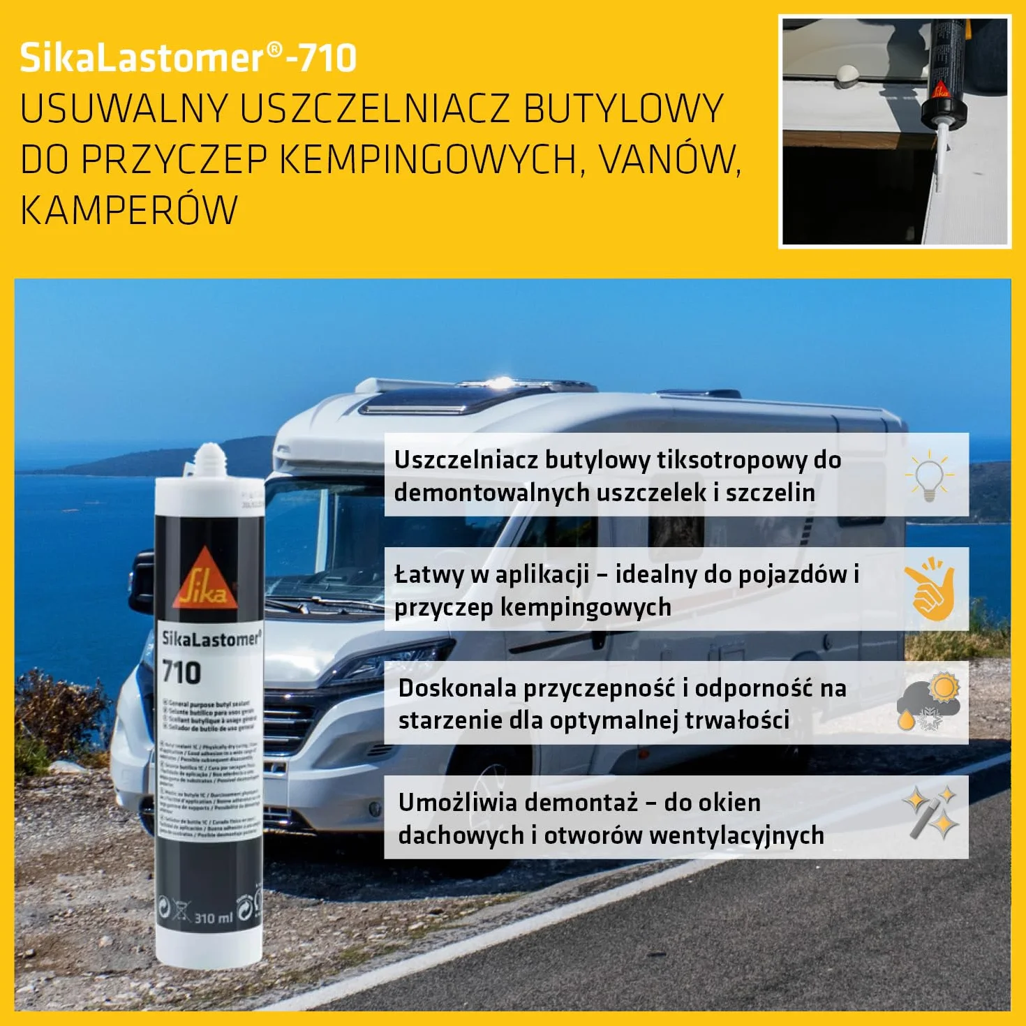 SIKA Niespływający uszczelniacz butylowy SikaLastomer-710 Biały 310 ml