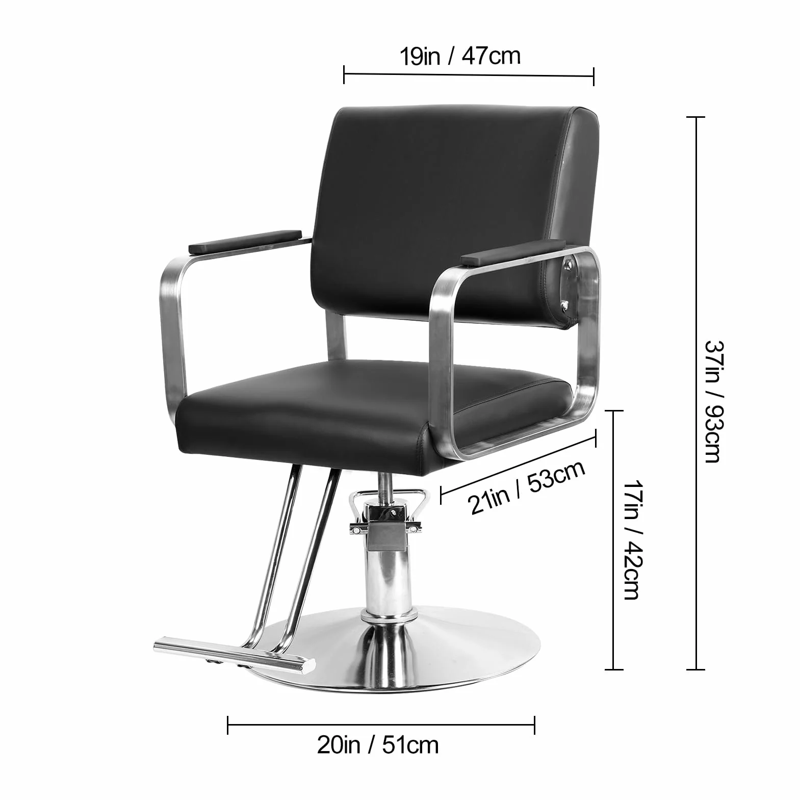 Bawełniane krzesło fryzjerskie, hydrauliczne krzesło kawowe z ergonomicznym oparciem i podnóżkiem, krzesło stylistyczne do salonu fryzjerskiego, salonu piękności, tatuażu, czarne