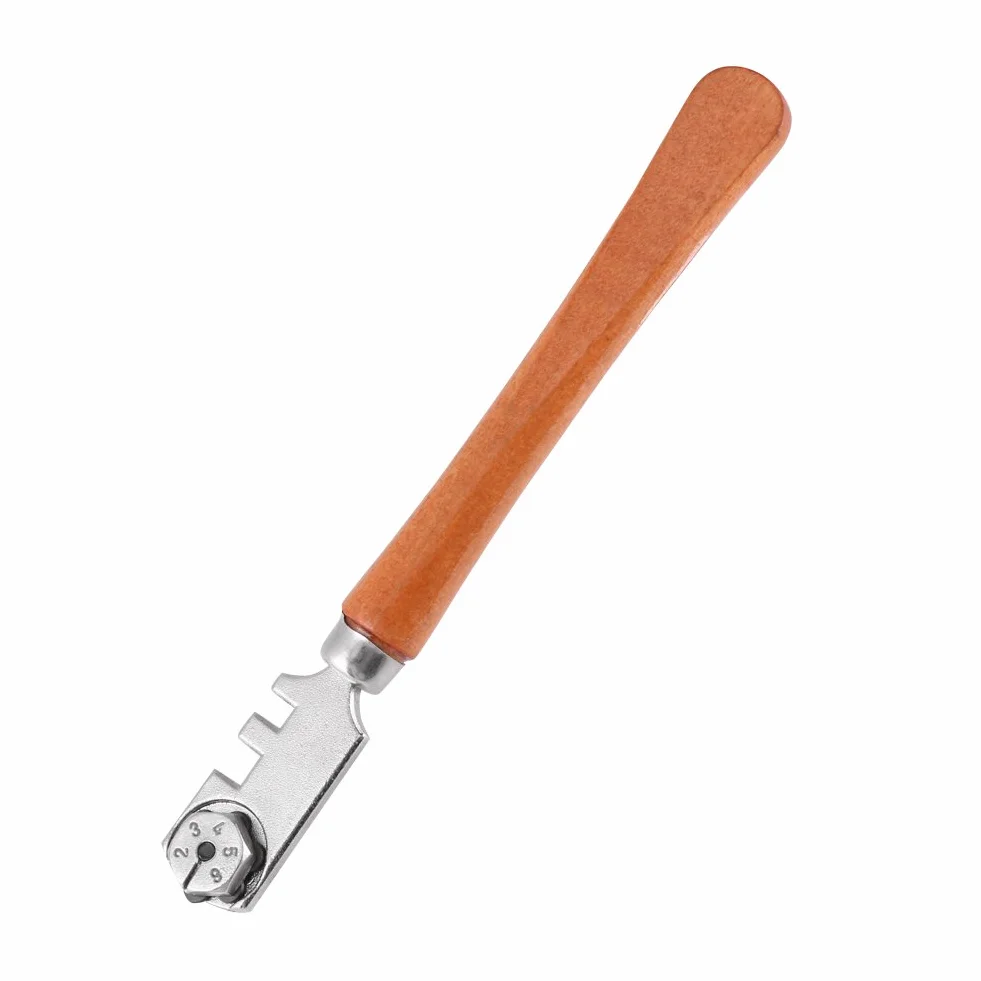 Zunate Glass Cutter, 130MM Profesjonalny sześciokołowy nóż do szkła z drewnianą rączką