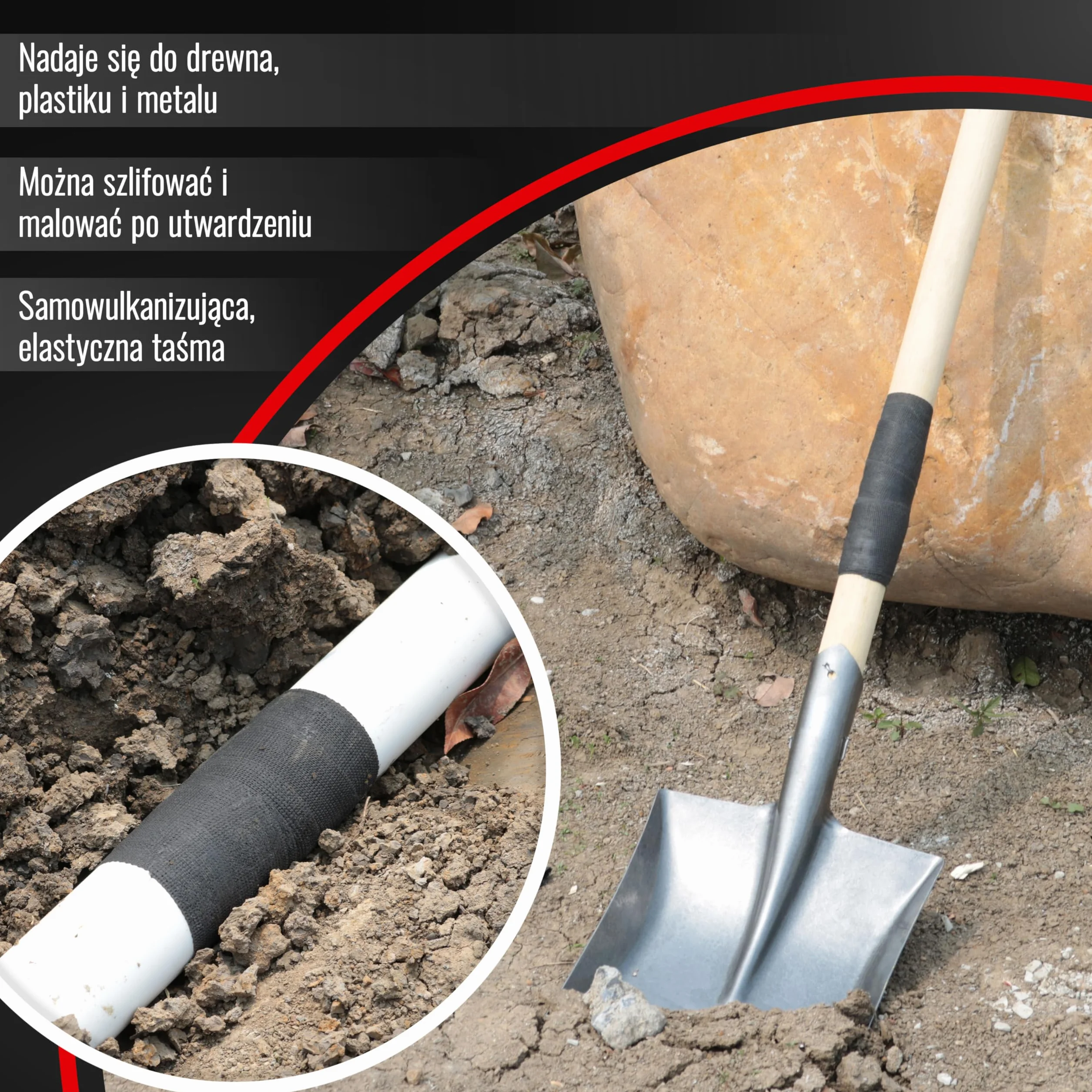 Poppstar taśma naprawcza 1m x 2,5cm z włókna szklanego z warstwą poliuretanową 1 rolka