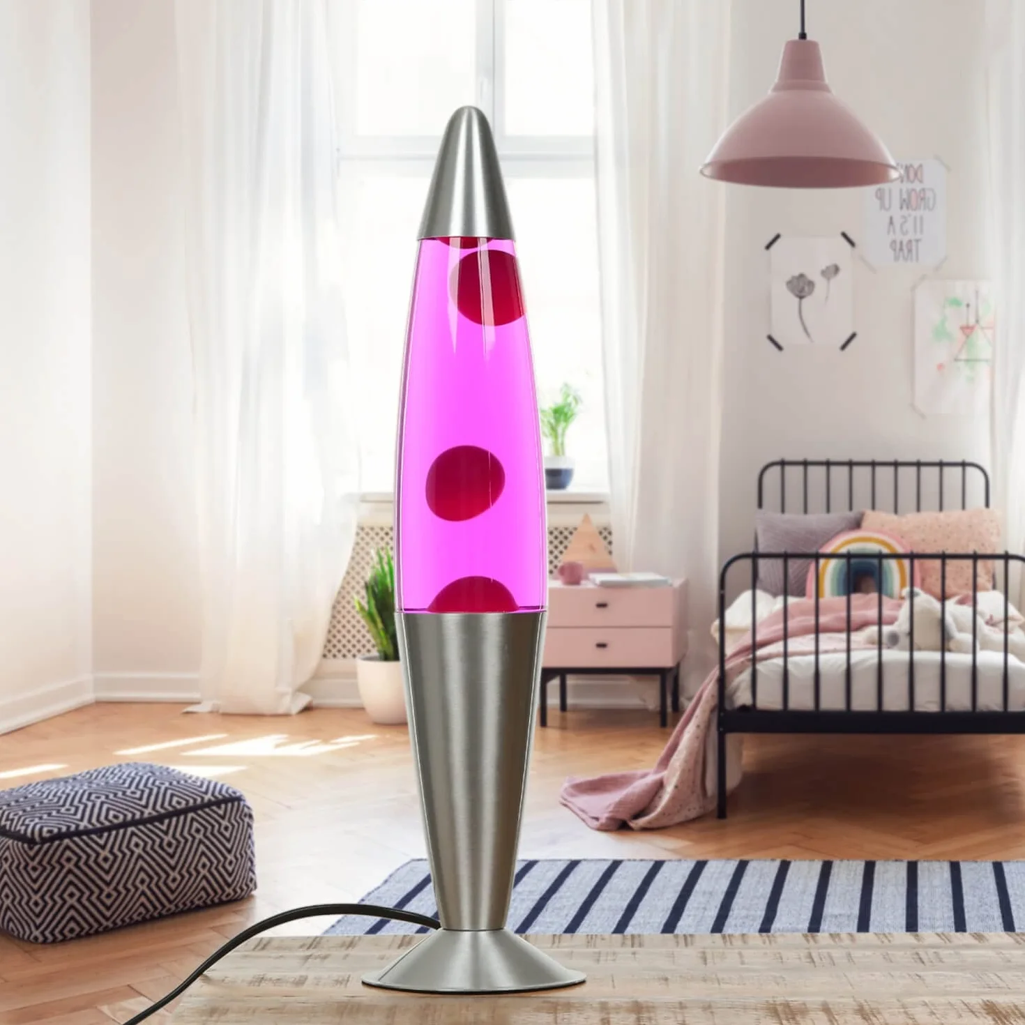 Lampa lawa różowa retro 42 cm G9 25 W z przełącznikiem kablowym