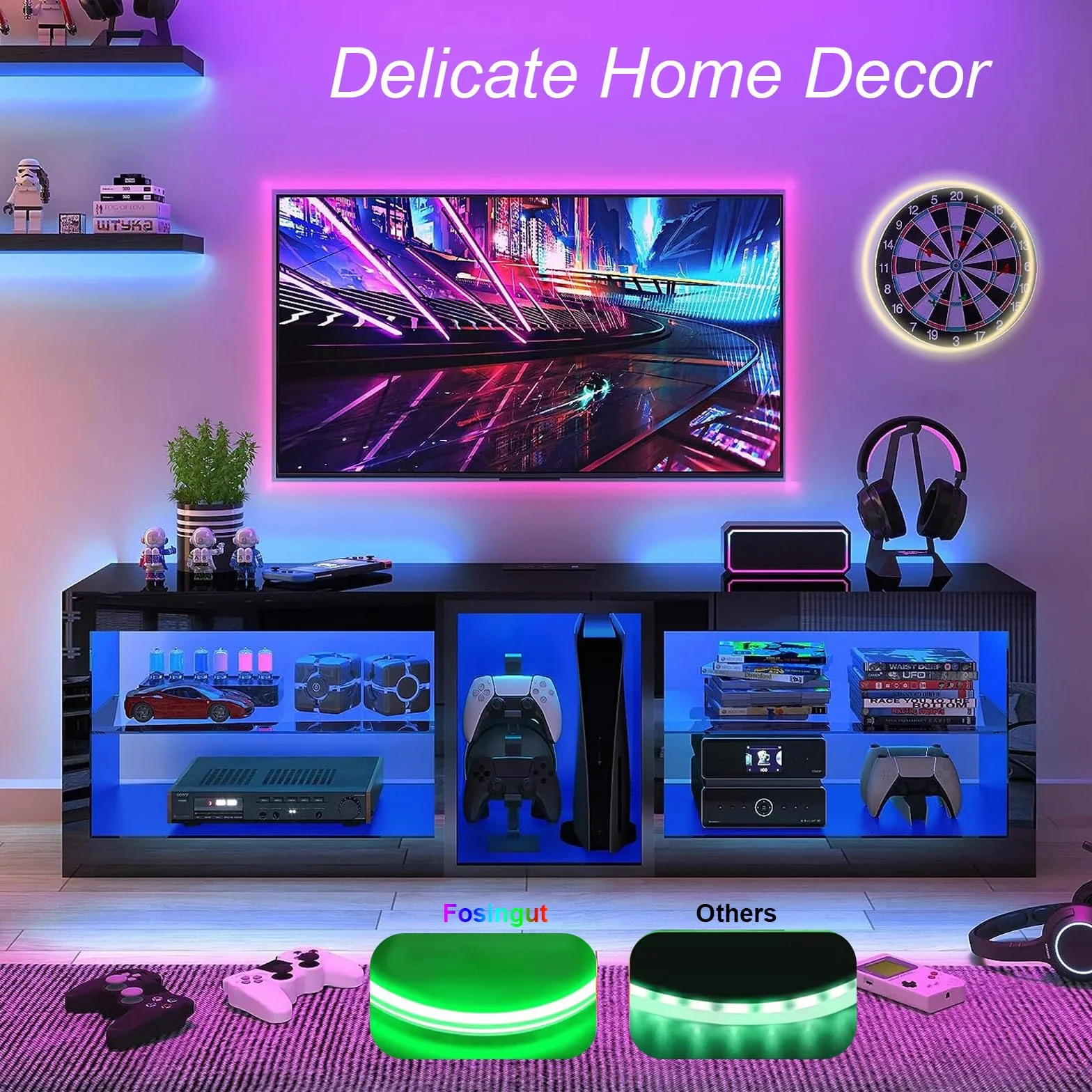 Zielony COB taśma LED 5V 3m 480 LED/m USB CRI90 2,7mm do kamery telewizora inteligentne podświetlenie