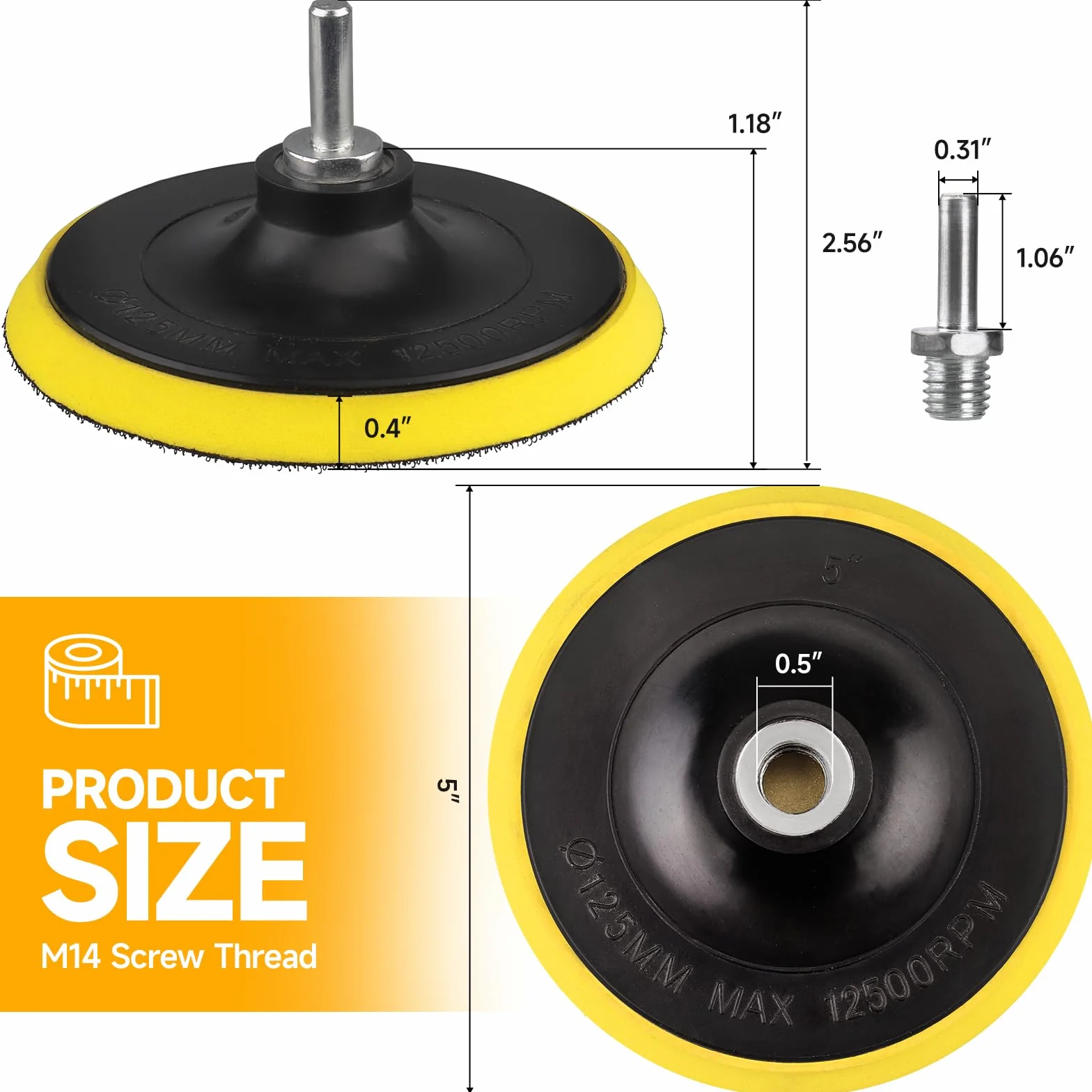 Talerze szlifierskie z rzepem 125mm M14 do wiertarek i szlifierek mimośrodowych