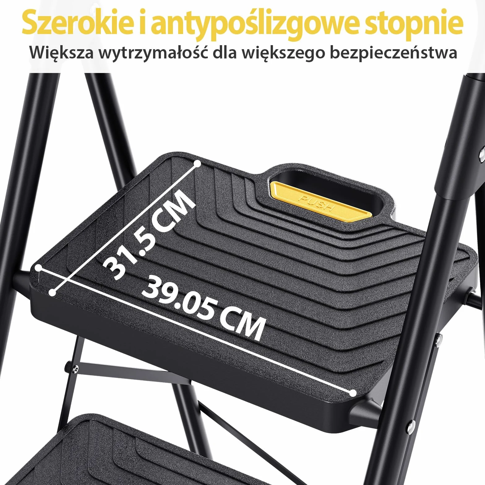 KINGRACK Drabina 3-stopniowa składana stalowa 360 kg antypoślizgowa