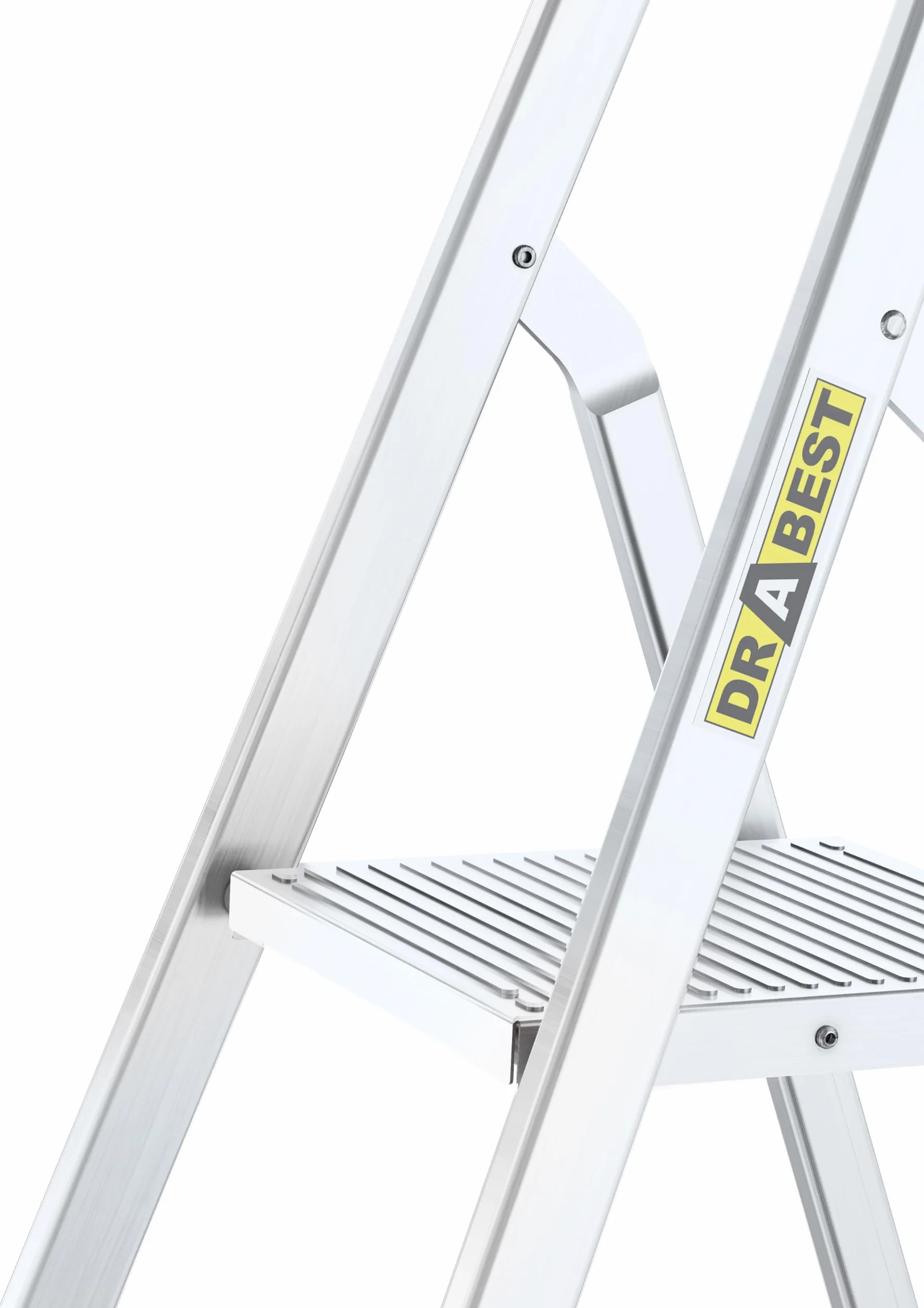 Drabina domowa 7 stopni - wysokość robocza 3,40 m - drabina składana aluminiowa z półką i platformą 25x26 cm, antypoślizgowe stopki, maks. 125 kg